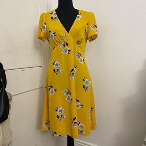 Floral Yellow Wrap Dress